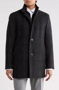 Hart Schaffner Marx Patrick Plaid Wool Blend Coat with Bib