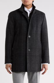 Hart Schaffner Marx Patrick Plaid Wool Blend Coat with Bib