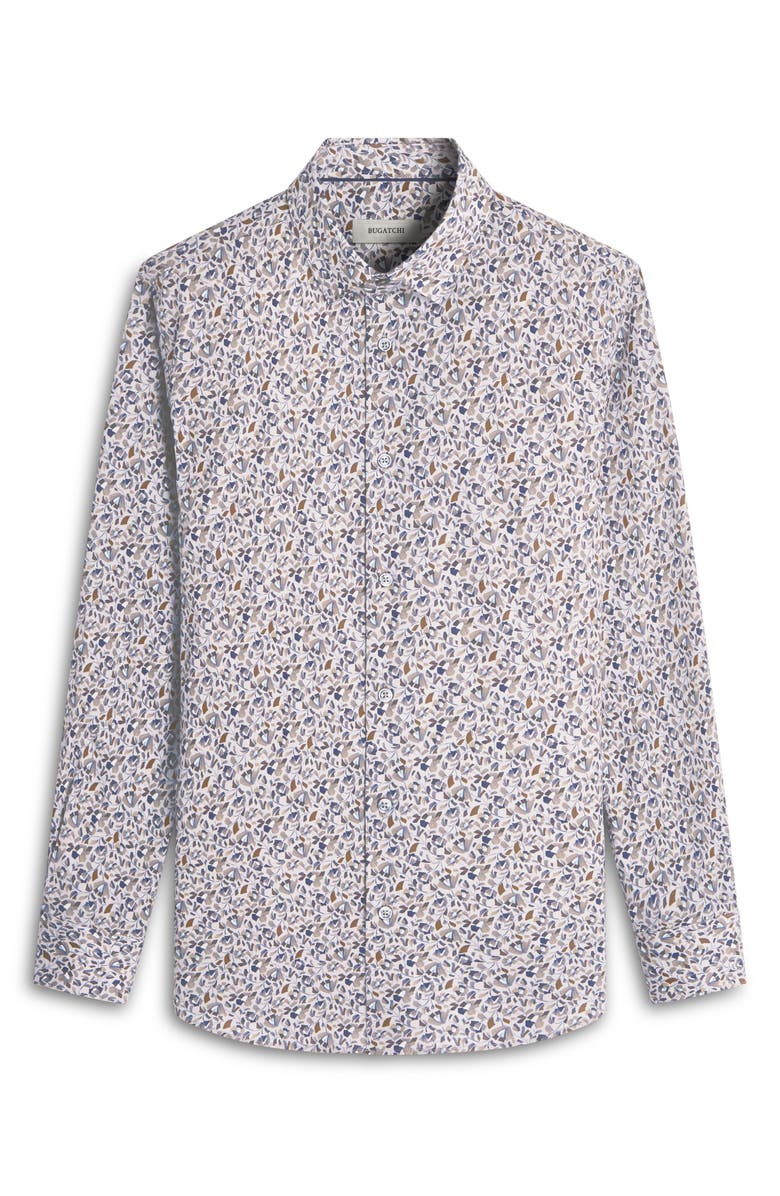 Bugatchi Julian Shaped Fit Geo Print Button-Up Shirt, Alternate, color, Willow