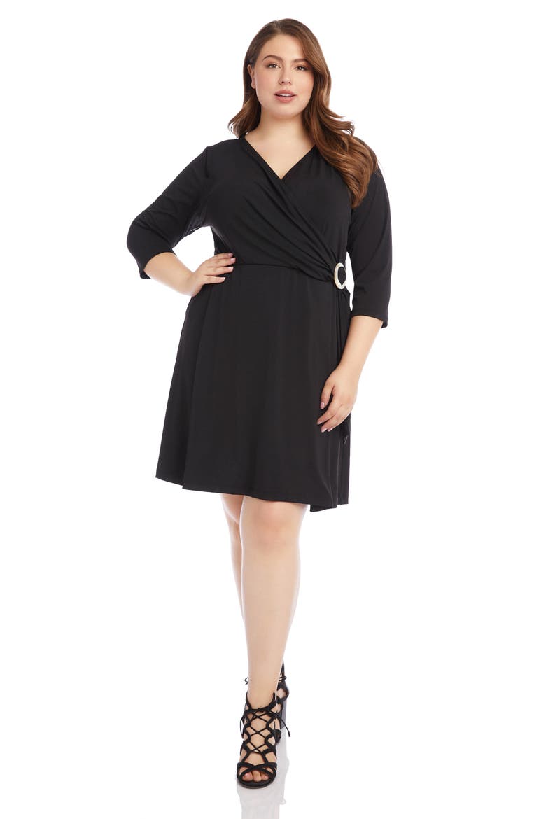 Faux Wrap Dress, Alternate, color, BLACK
