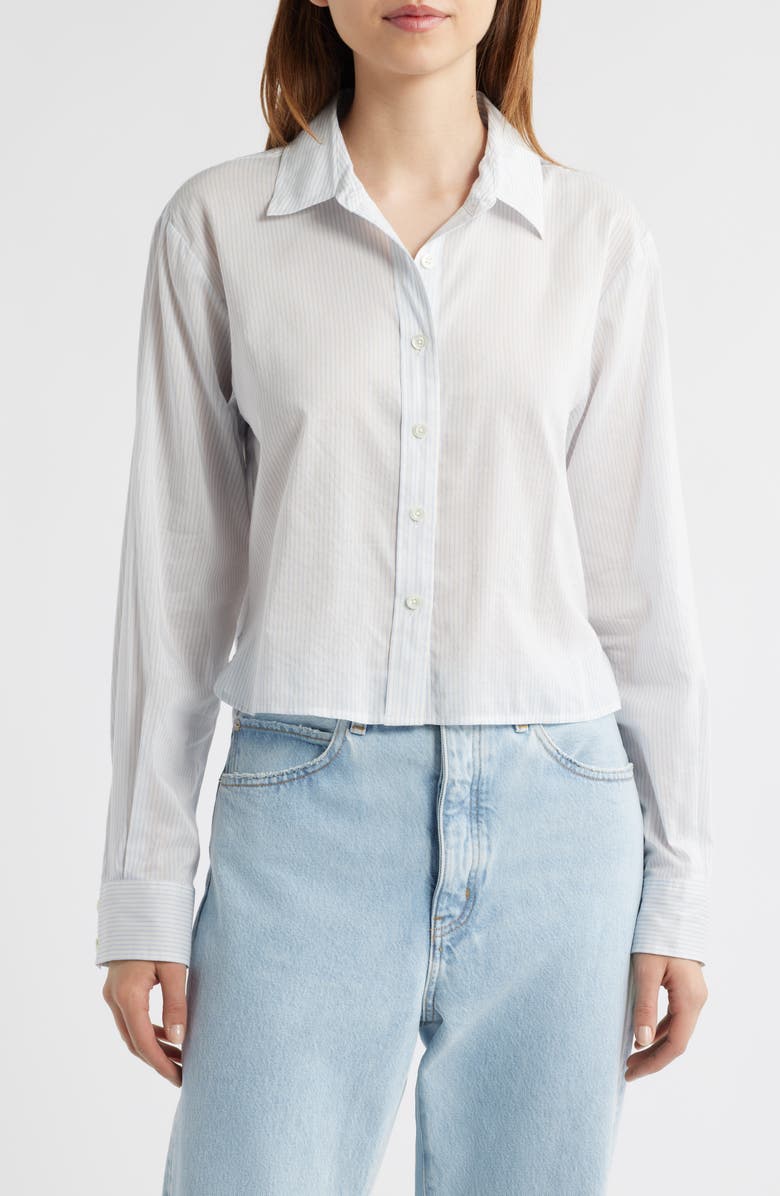 FRAME Stripe Cotton & Silk Button-Up Shirt, Main, color, 