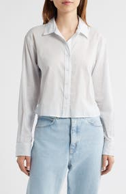FRAME Stripe Cotton & Silk Button-Up Shirt