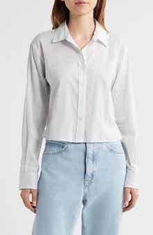 FRAME Stripe Cotton & Silk Button-Up Shirt