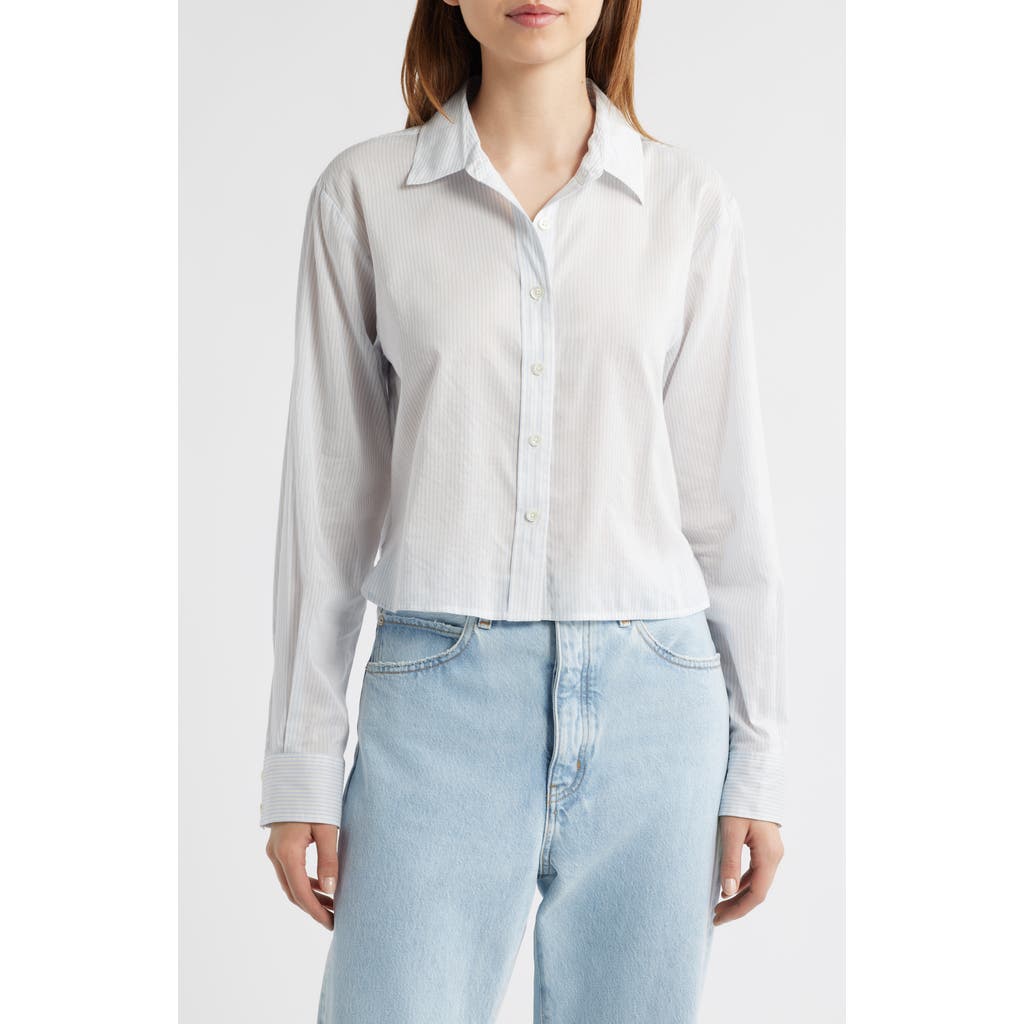 Frame The Oversize Cotton Button-up Shirt In Light Chambray Multi