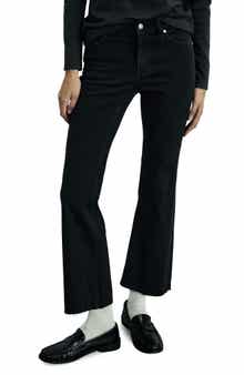 MANGO Raw Hem Crop Flare Jeans