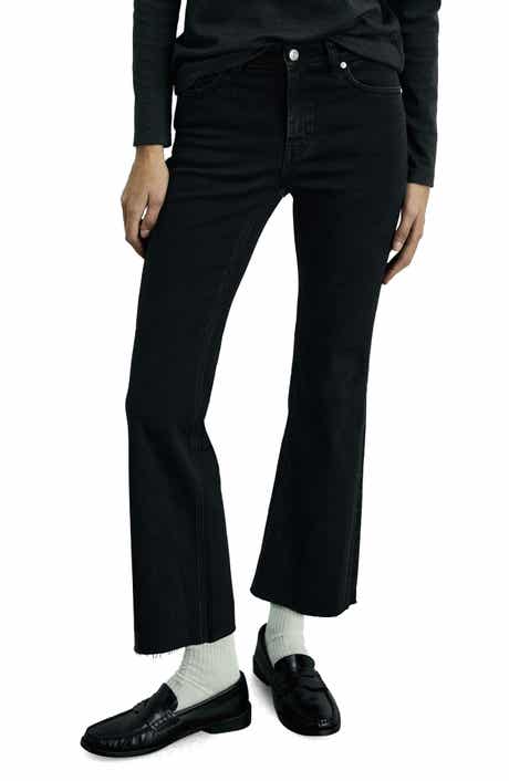 Raw Hem Crop Flare Jeans