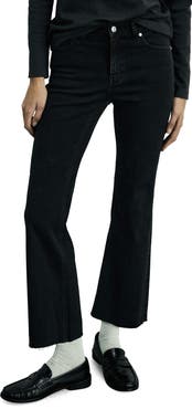 MANGO Raw Hem Crop Flare Jeans