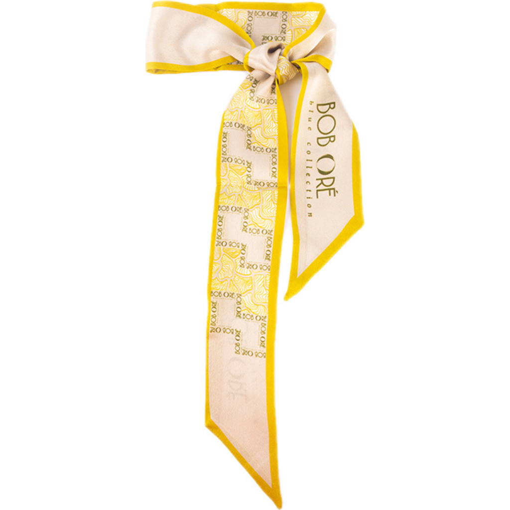Bob Oré Blue Collection Twilly Silk Scarf In Yellow