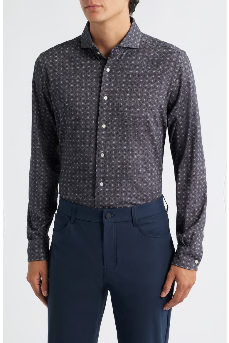 Modern Fit Stretch Cotton Jersey Dress Shirt, Main, color, CHARCOAL
