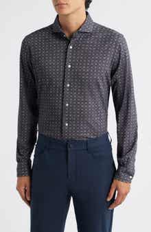Emanuel Berg Modern Fit Stretch Cotton Jersey Dress Shirt