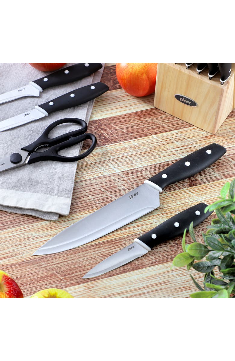 OSTER Collister 15 Piece Stainless Steel Cutlery Set with Soft Grip Handles, Alternate, color, Black