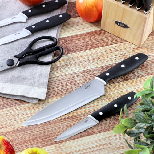 Oster Collister 15 Piece Stainless Steel Cutlery Set With Soft Grip Handles In Black