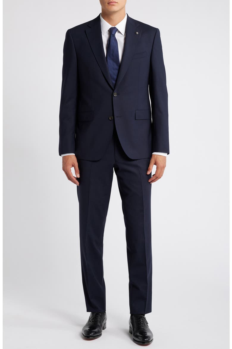 Esprit Solid Stretch Wool Suit, Main, color, NAVY