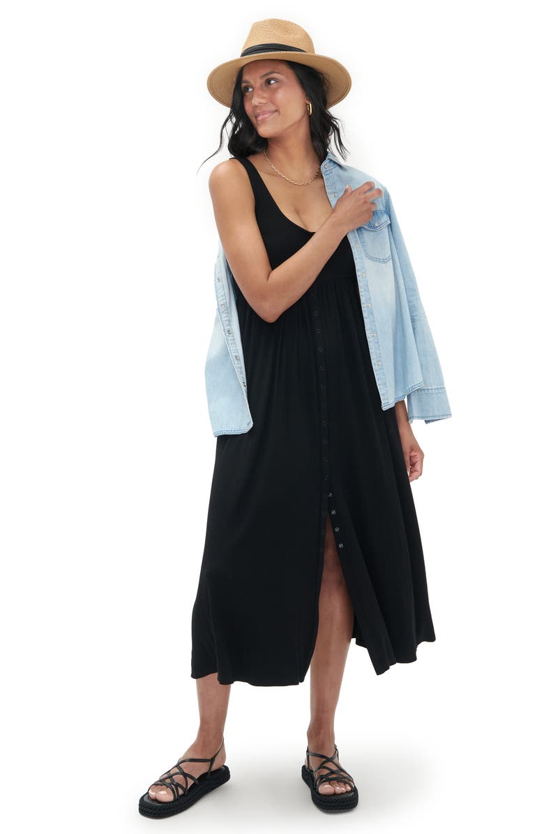 HATCH Collection The Softest Rib Nursing Tank Dress, Alternate, color, Black