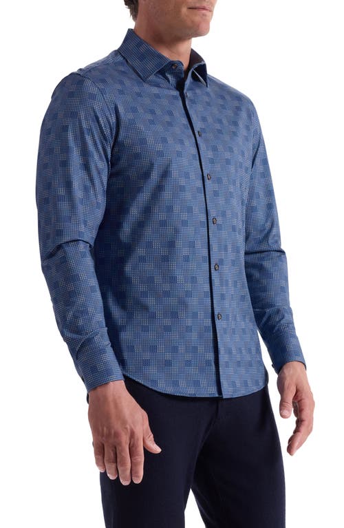 Bugatchi Jimmy Ooohcotton® Grid Button-up Shirt In Blue