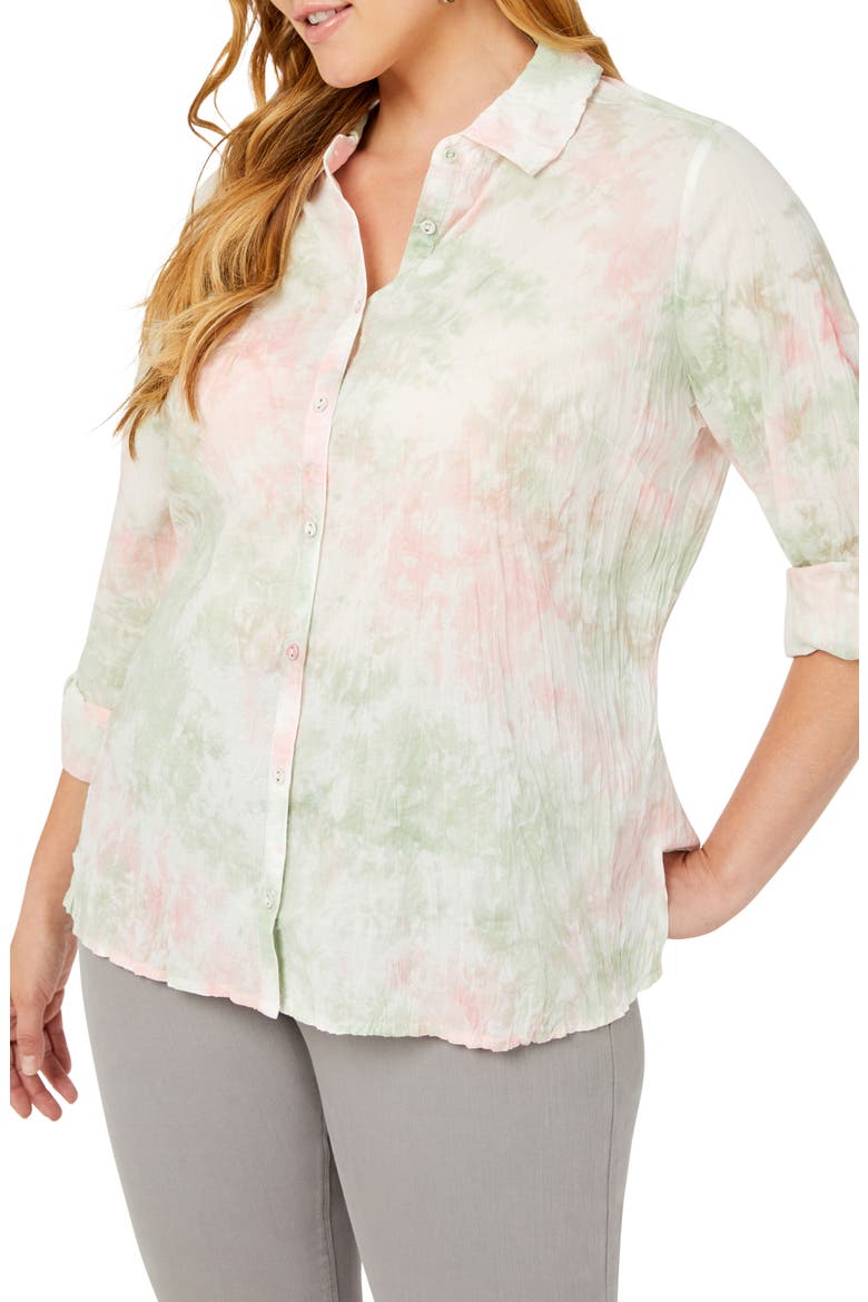 Zoey Rose Blossom Tie Dye Button-Up Shirt, Alternate, color, ROSE BLOSSOM
