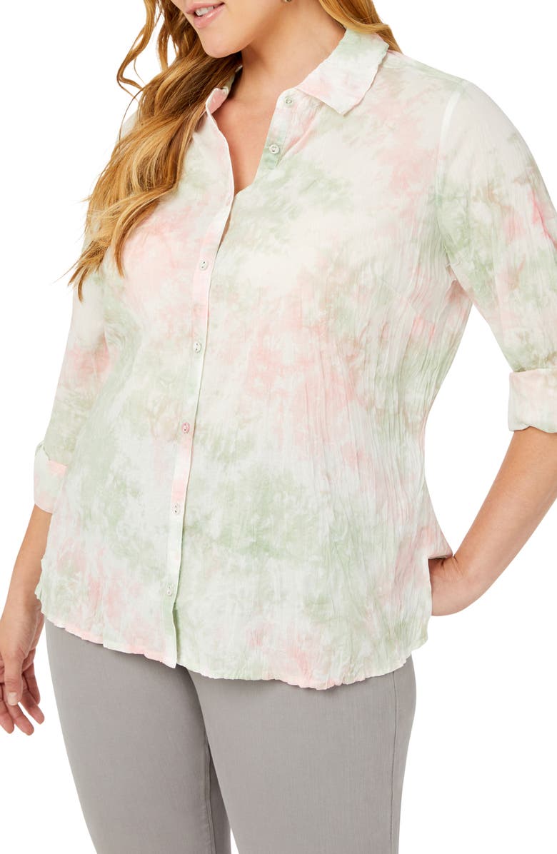 Foxcroft Zoey Rose Blossom Tie Dye Button-Up Shirt, Alternate, color,