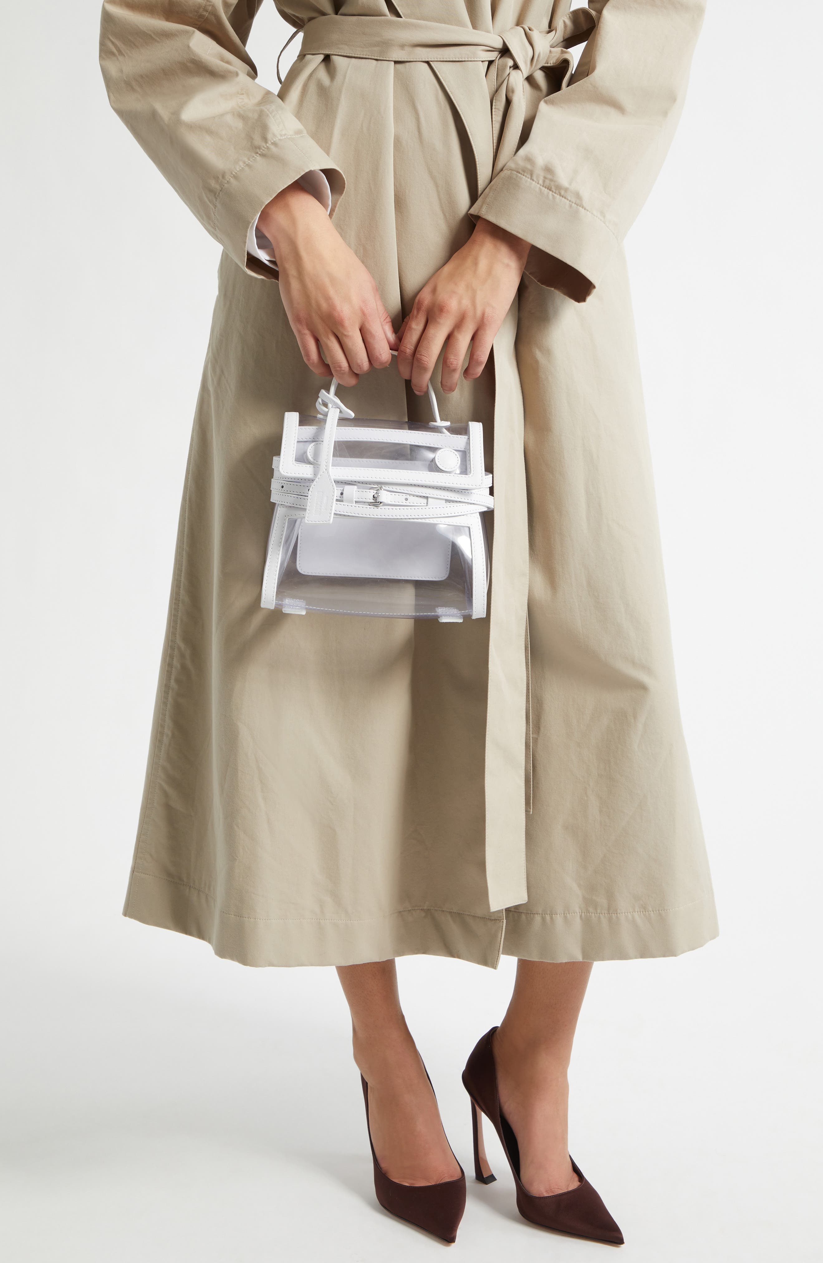 Moschino Tie Me Transparent Handbag, Alternate, color, One Color 10A Oi1