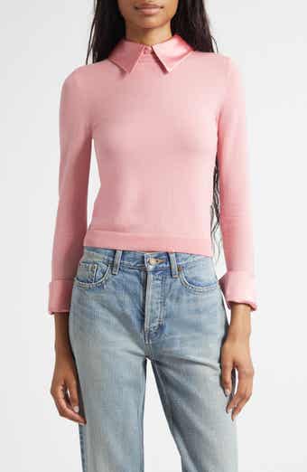 Porla Collared Mixed Media Silk Sweater