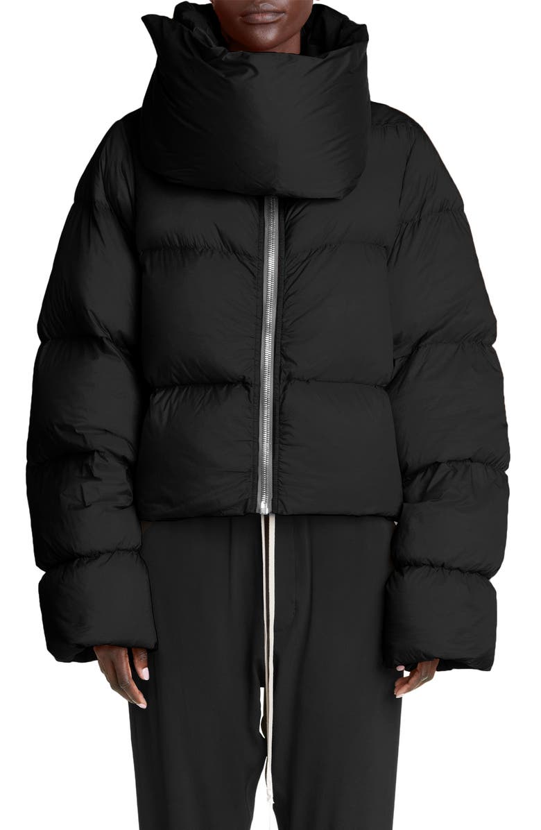 Rick Owens Funnel Neck Down Puffer Coat, Main, color,