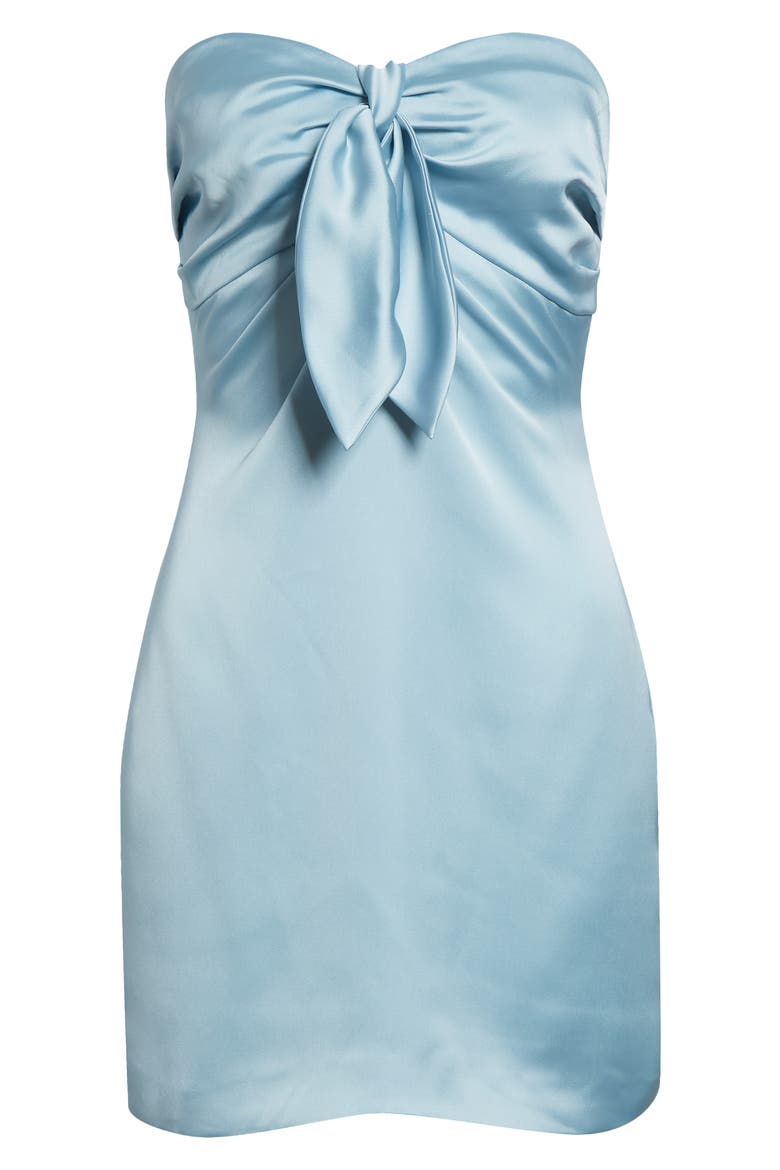 Orion Satin Bodice Strapless Minidress, Alternate, color, MOONSTONE BLUE