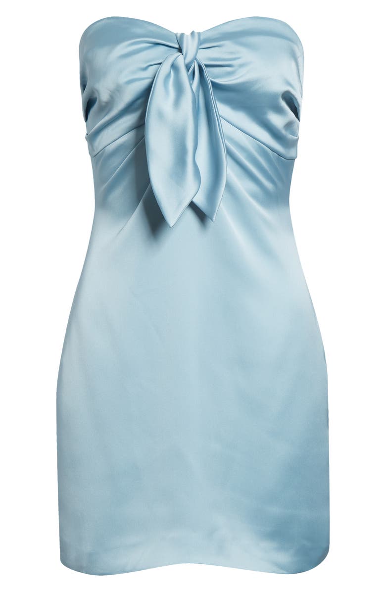 Ramy Brook Orion Satin Bodice Strapless Minidress, Alternate, color, Moonstone Blue