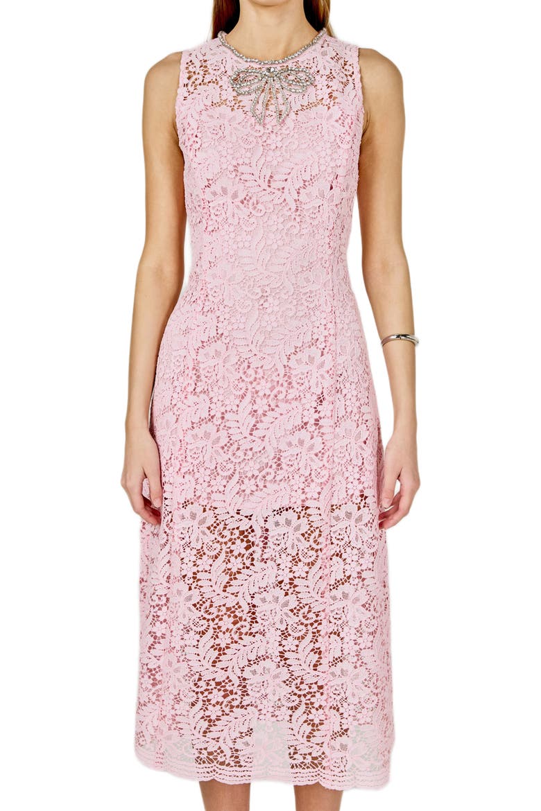 Rhinestone Lace Sleeveless Midi Dress, Alternate, color, LIGHT PINK