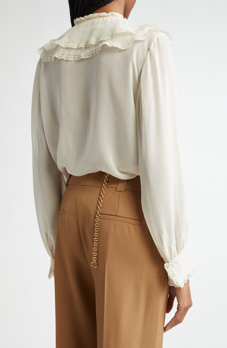 Chloé Ruffle Collar Silk Georgette Top, Alternate, color, 