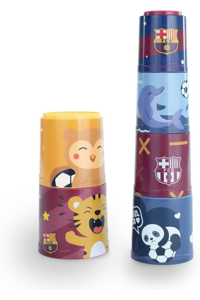 FC Barcelona Soccer Themed Sorting & Stacking Cups Baby Toy, Alternate, color, Red Multi