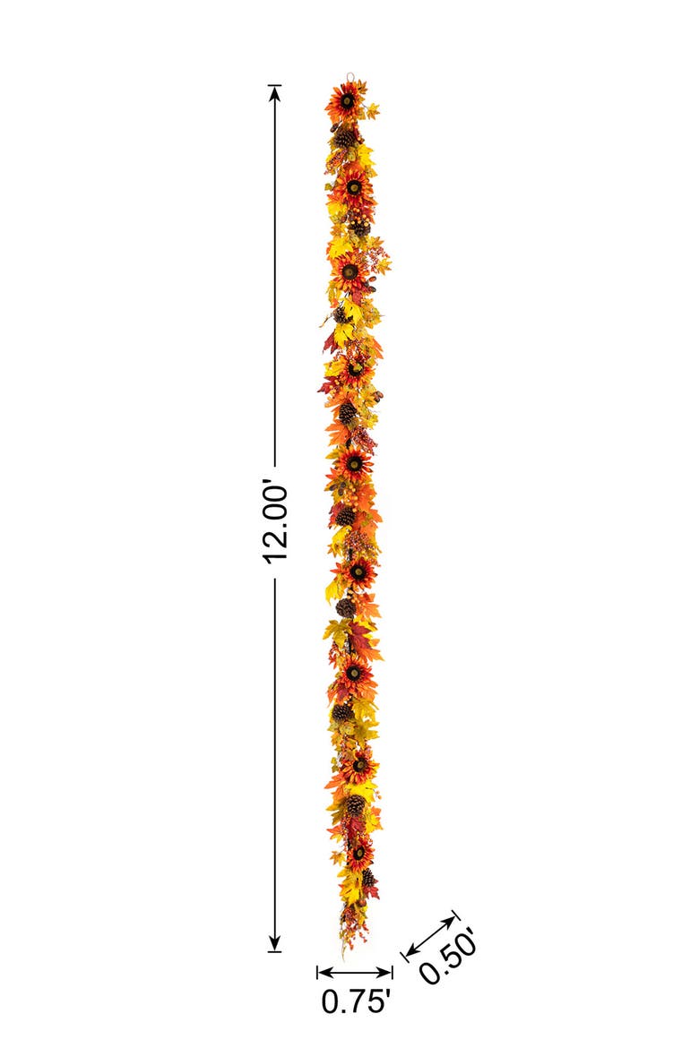 12ft Fall Oversized Sunflower Garland, Alternate, color, Orange