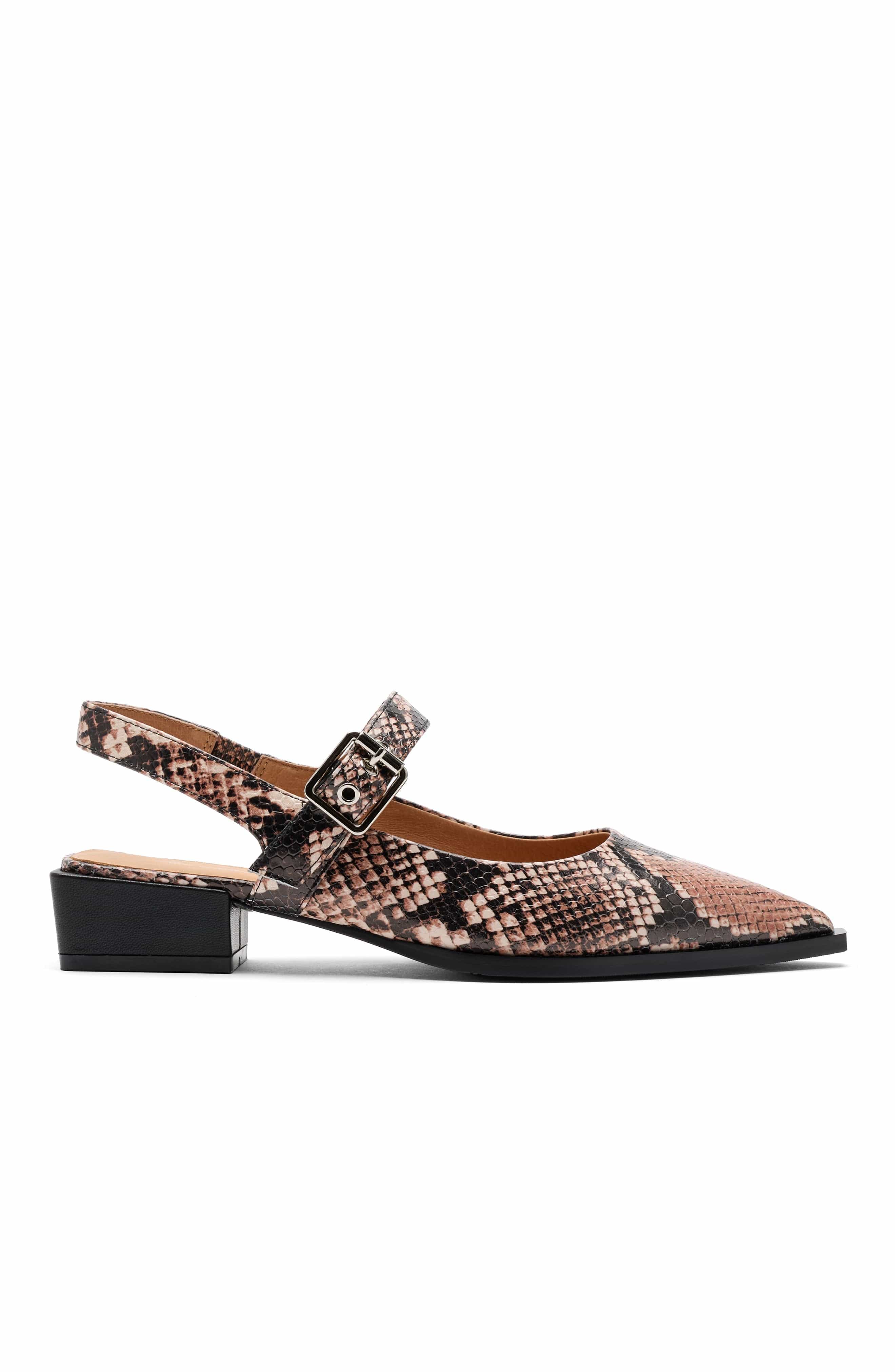 Chelsea Leather Slingback Block Heels, Main, color, Brown Snake