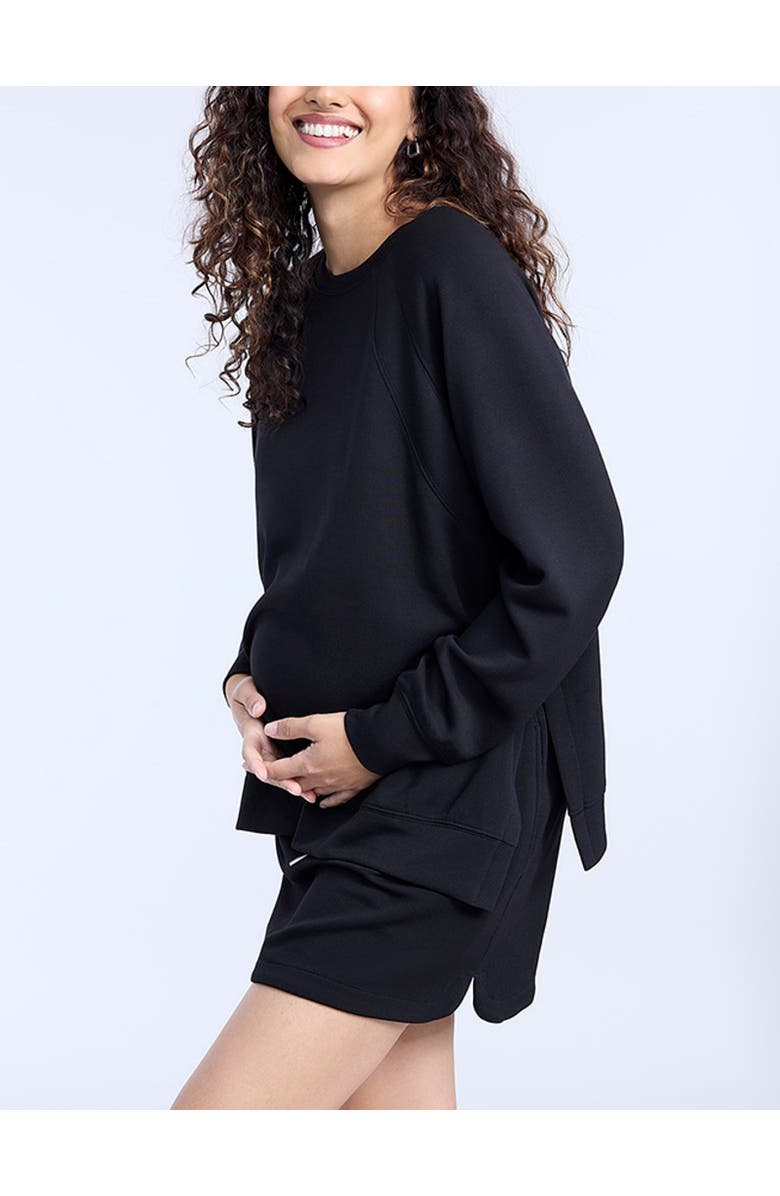 MOTHERHOOD MATERNITY Long Sleeve With Side Slits Scuba Knit Raglan Top, Alternate, color,