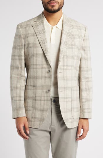 Nordstrom Plaid Cotton & Linen Blend Sport Coat