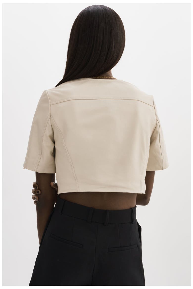 Kirsi Gold | Cropped Biker Jacket, Alternate, color, Bone