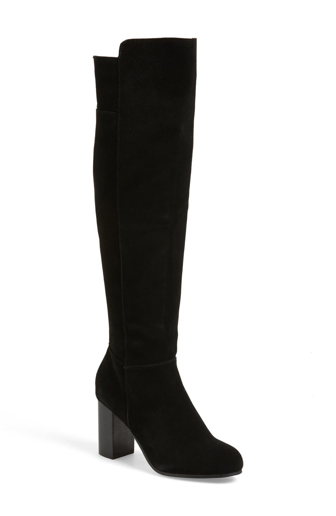'Ginette' Over the Knee Boot, Main, color, BLACK SUEDE