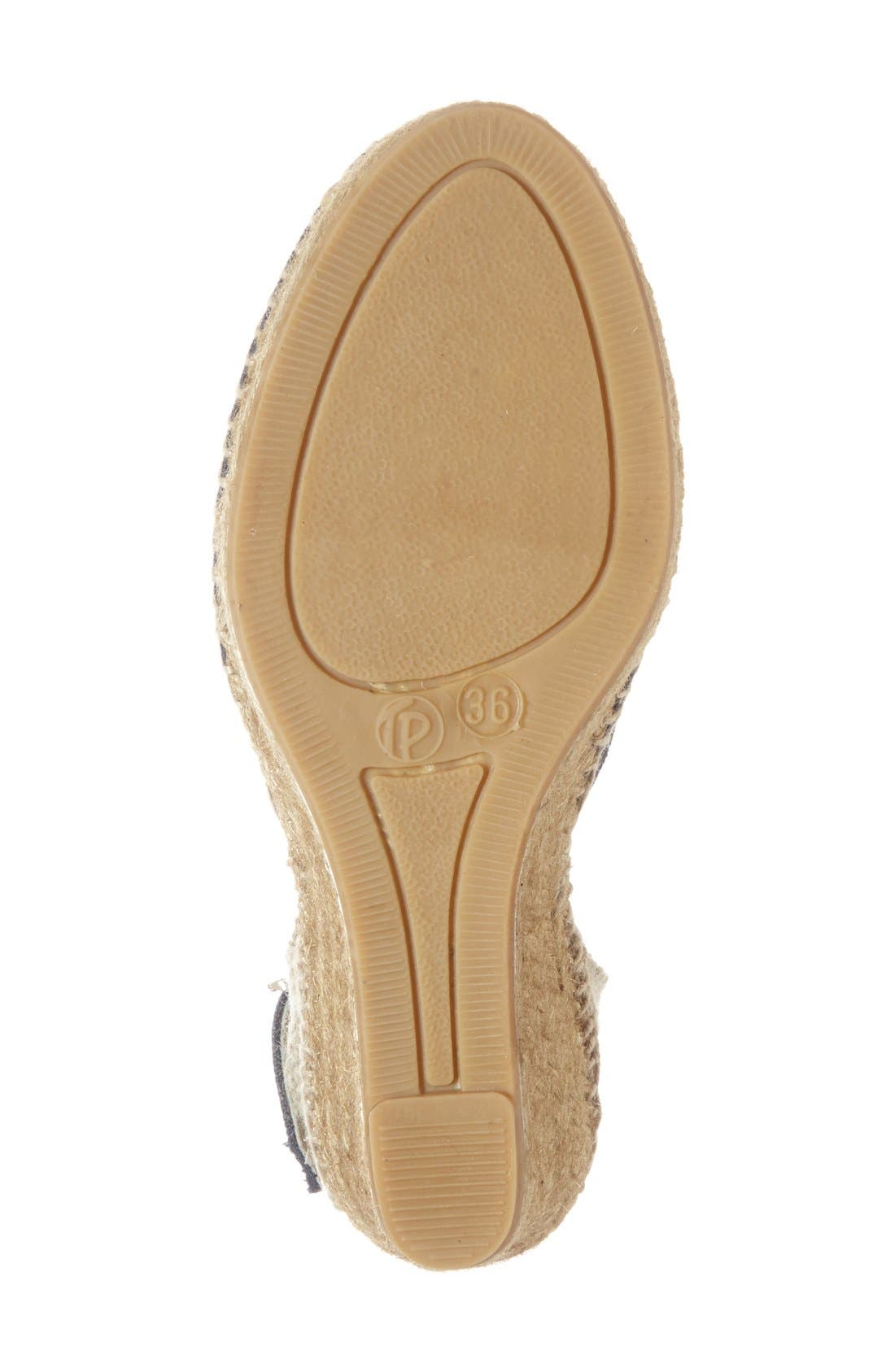 'Caldes' Linen Wedge Sandal, Alternate, color, NAVY LINEN