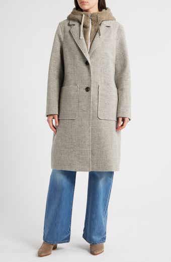 Sam Edelman Longline Coat with Inset Faux Shearling Bib