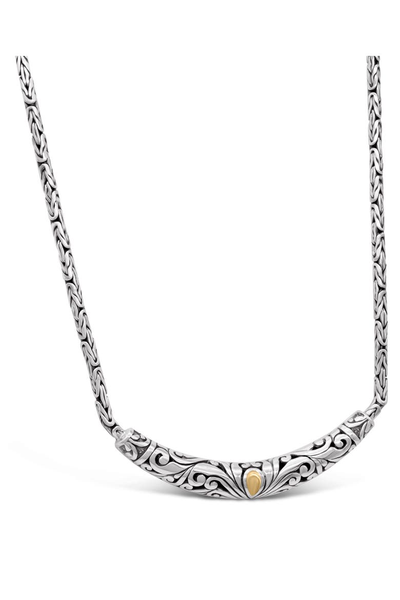Bali Filgree with Borobudur Chain Necklace in Sterling Silver with 18K Gold, Alternate, color, Silver