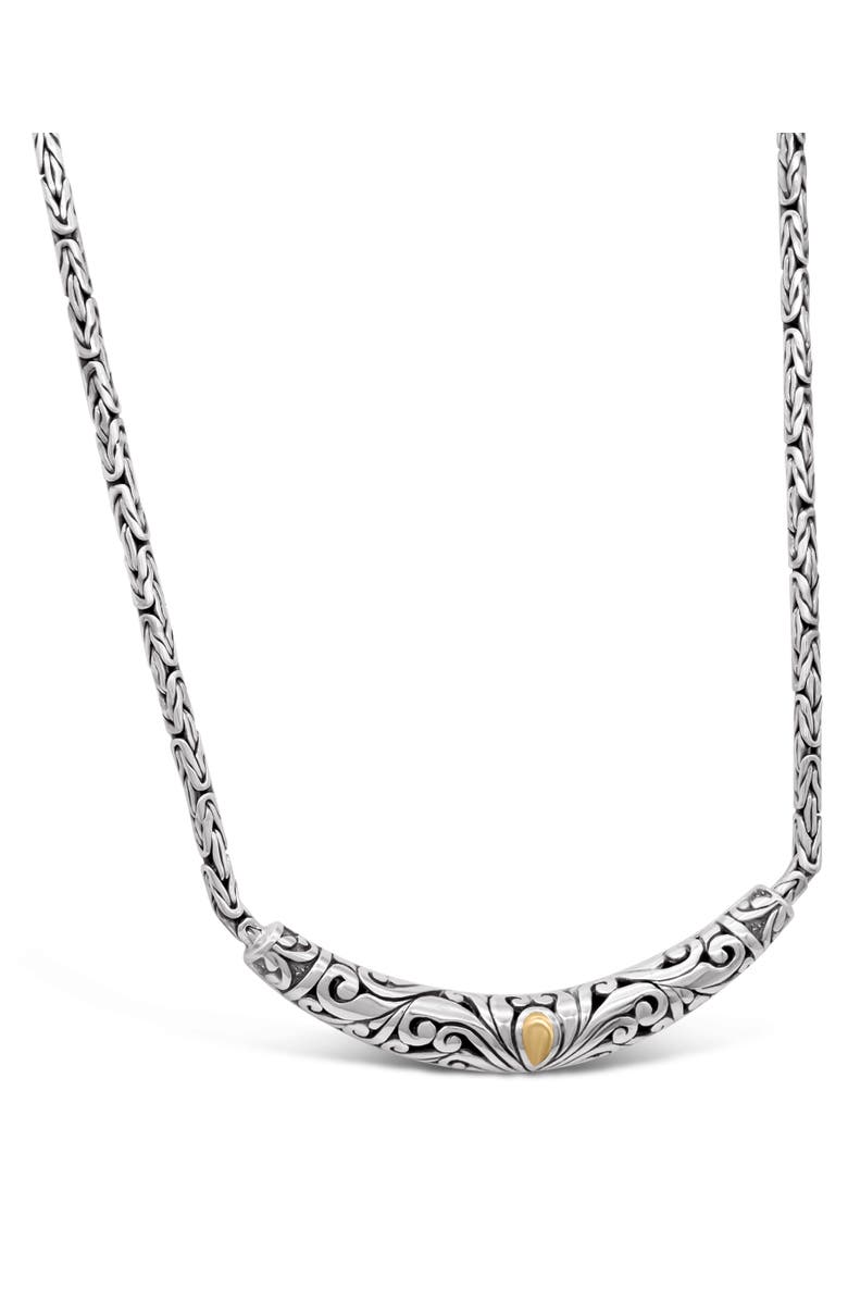 DEVATA Bali Filgree with Borobudur Chain Necklace in Sterling Silver with 18K Gold, Alternate, color, Silver