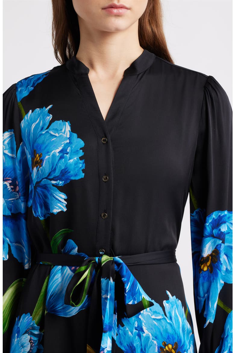 The Mila Placed Floral Long Sleeve Silk Blend Midi Dress, Alternate, color, WILDSIDE FLORAL