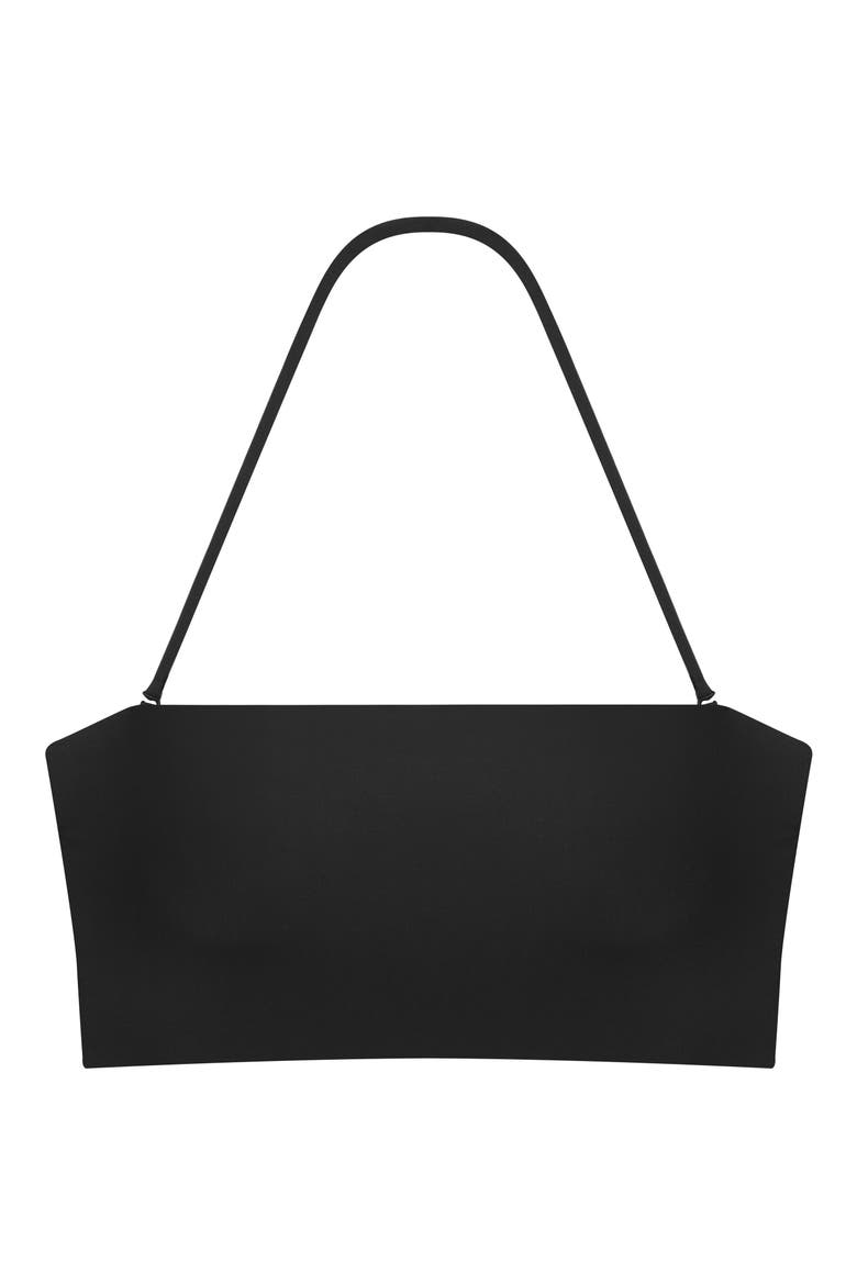 Longline Bandeau Bikini Top, Alternate, color, BLACK