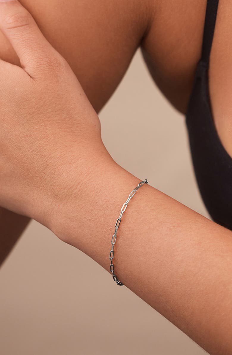 Sterling Forever Dainty Paper Clip Chain Bracelet, Alternate, color, Silver