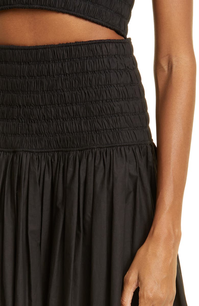 A.L.C. Catalina Smocked Waist Cotton Maxi Skirt, Alternate, color,
