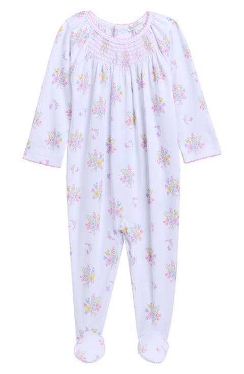 Floral Smocked Pima Cotton Footie (Baby)