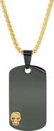 STEELTIME Men's Two Tone Skull Dog Tag Pendant Necklace