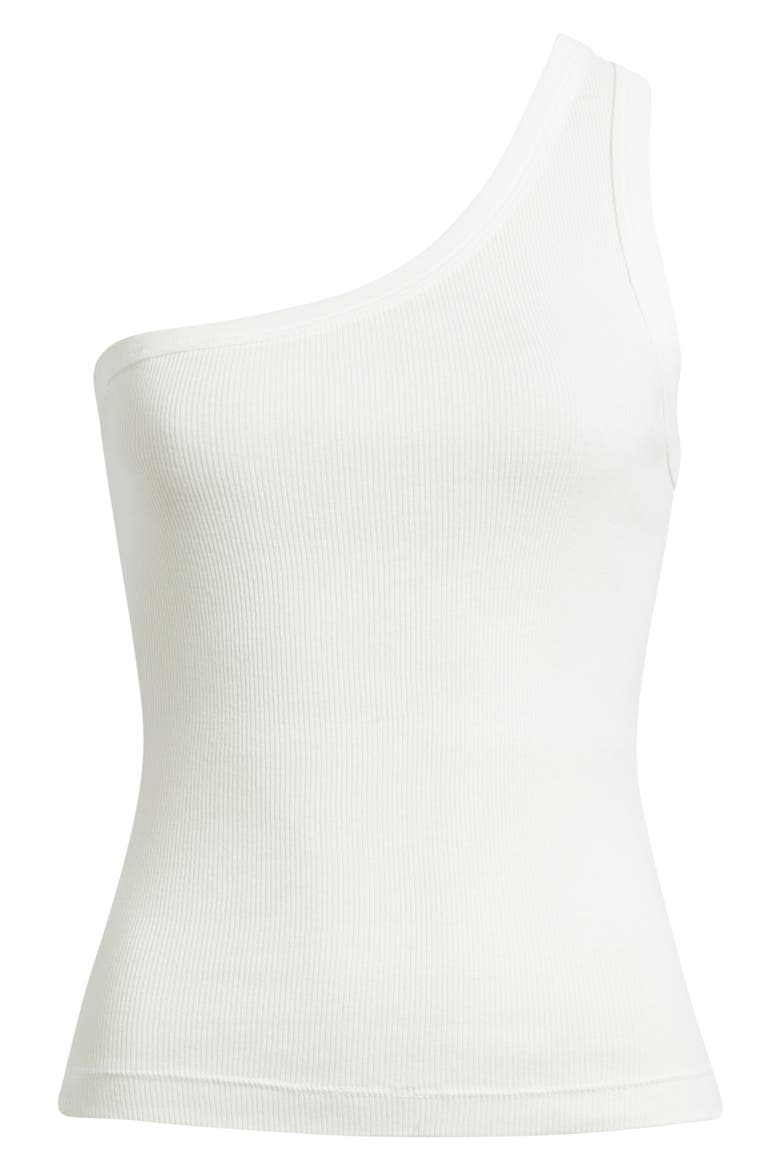 Eve Cotton Rib One-Shoulder Tank, Alternate, color, WHITE