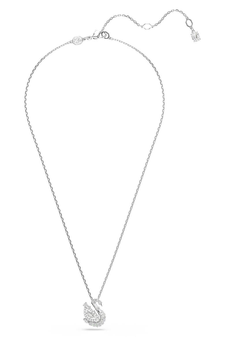 Crystal Swan Pendant Necklace, Alternate, color, SILVER