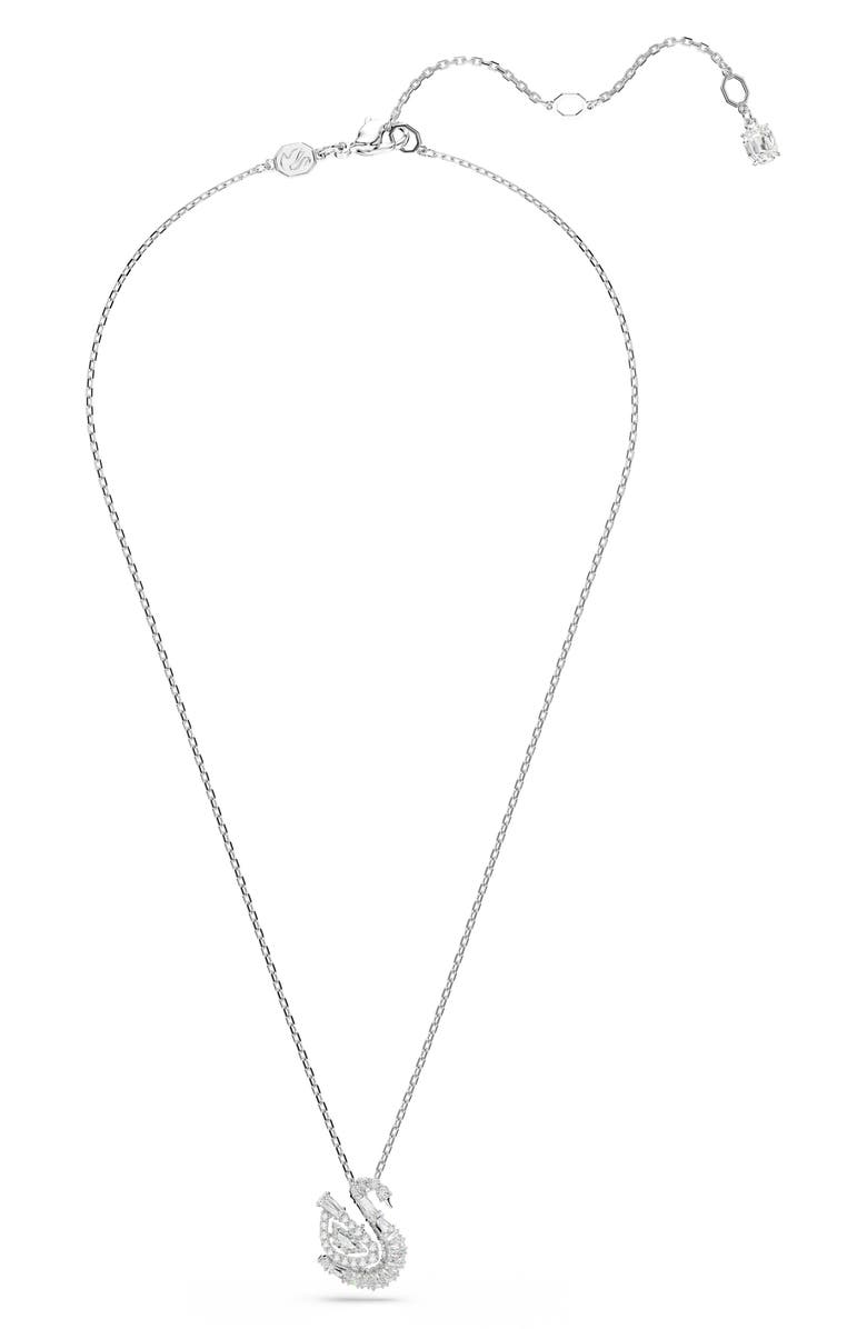 Swarovski Crystal Swan Pendant Necklace, Alternate, color, Silver