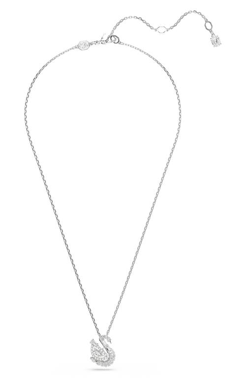Swarovski Mixed Cuts Swan Pendant Necklace In Metallic