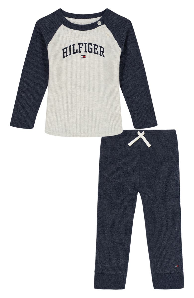 Tommy Hilfiger Ribbed Thermal Shirt & Joggers Set, Alternate, color, Navy